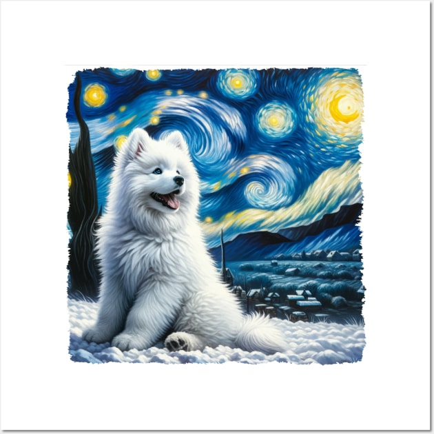 Starry Samoyed Dog Portrait - Pet Portrait Wall Art by starry_night